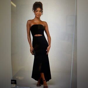 Final sale black strapless high low dress from Lulus.